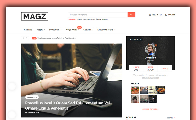 Detail Bootstrap 4 Magazine Template Free Nomer 4