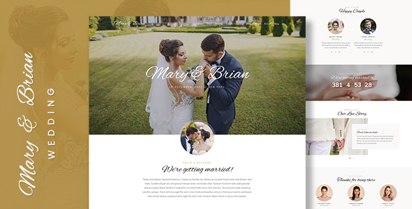 Detail Bootstrap 4 Wedding Template Nomer 2