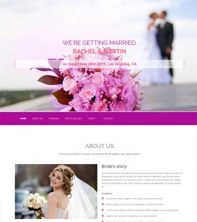 Detail Bootstrap 4 Wedding Template Nomer 26