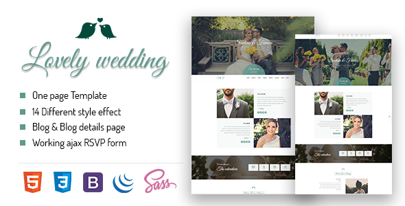 Detail Bootstrap 4 Wedding Template Nomer 40