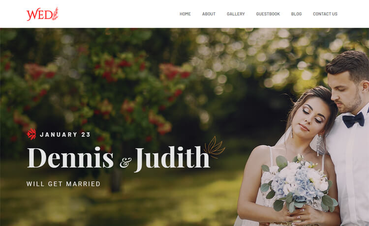 Detail Bootstrap 4 Wedding Template Nomer 9