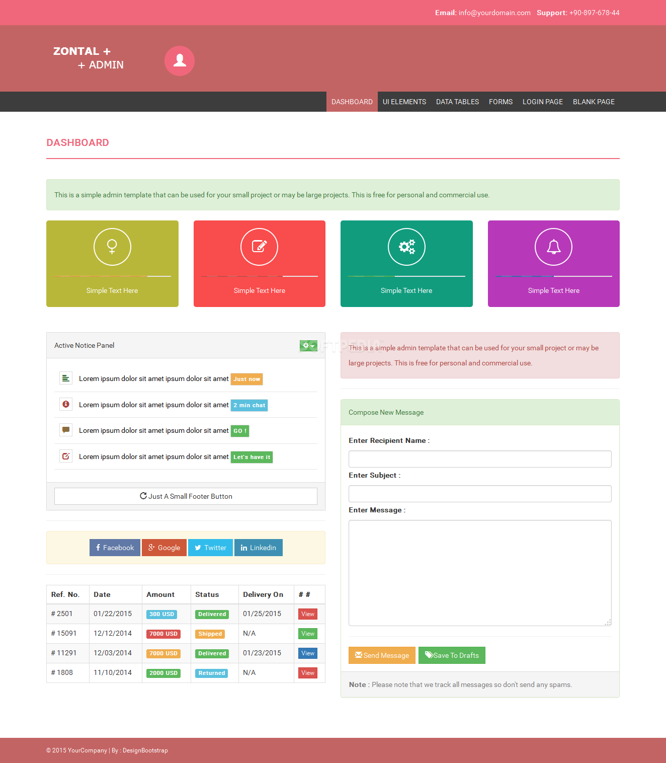 Detail Bootstrap Admin Template Free 2015 Nomer 29