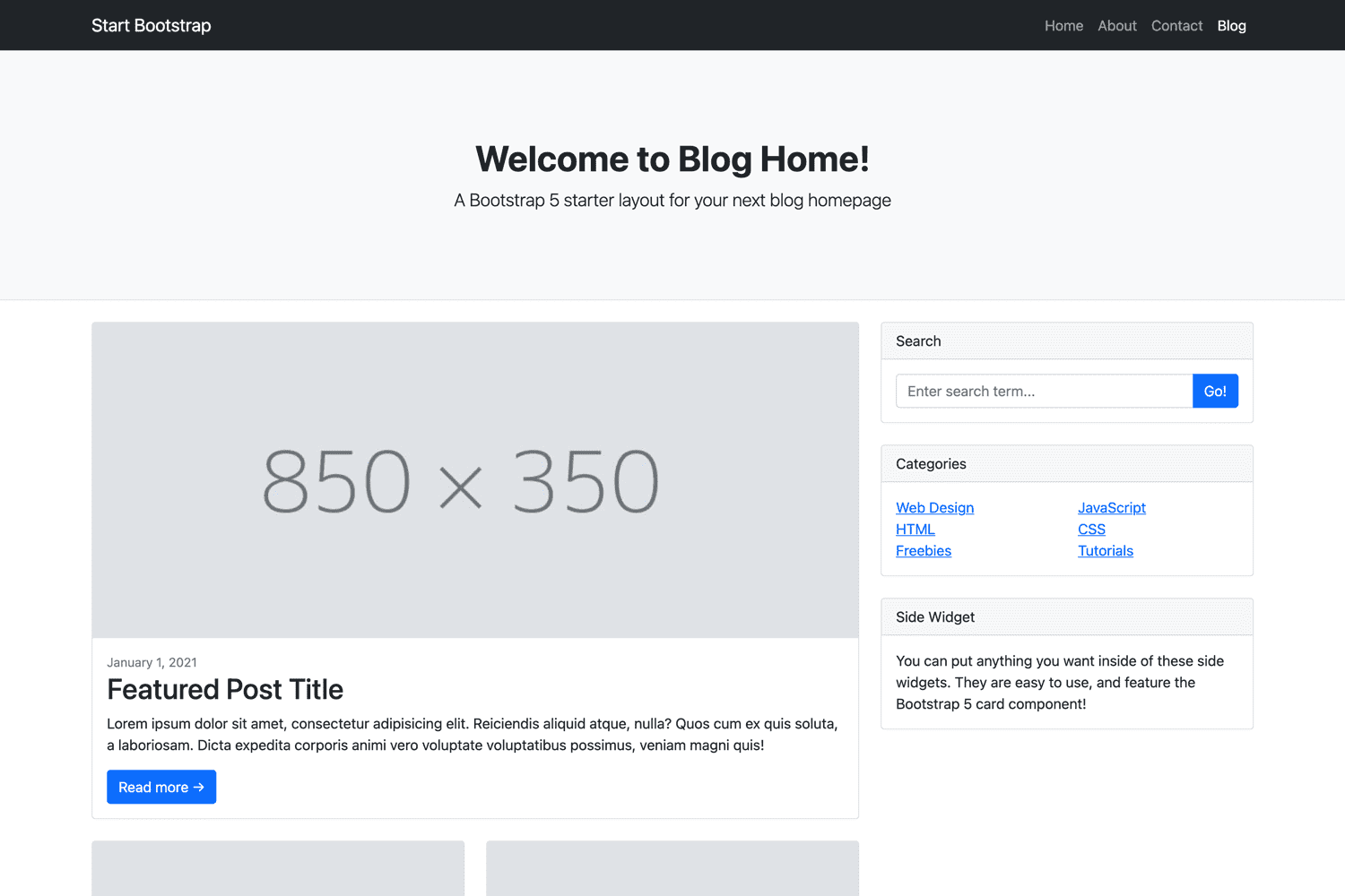 Detail Bootstrap Blog Template Free Nomer 8