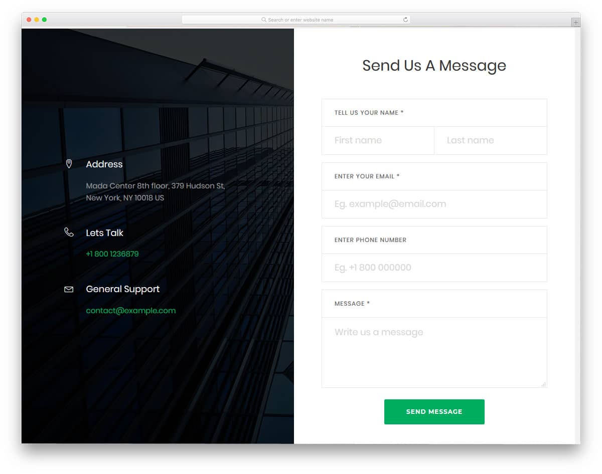 Detail Bootstrap Contact Page Template Nomer 4