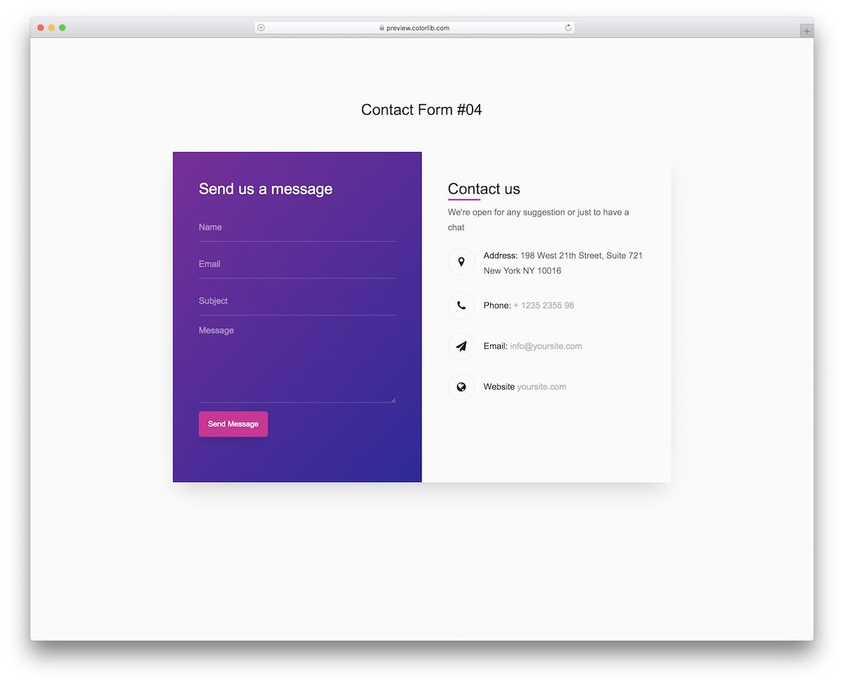 Detail Bootstrap Contact Page Template Nomer 43