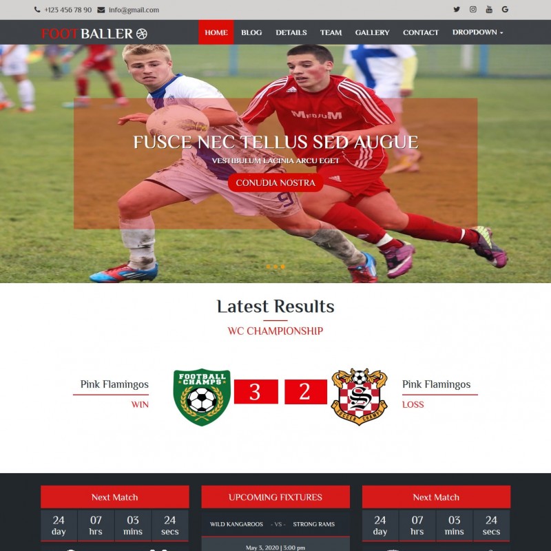 Detail Bootstrap Football Template Free Nomer 12