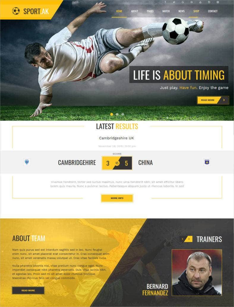 Detail Bootstrap Football Template Free Nomer 18