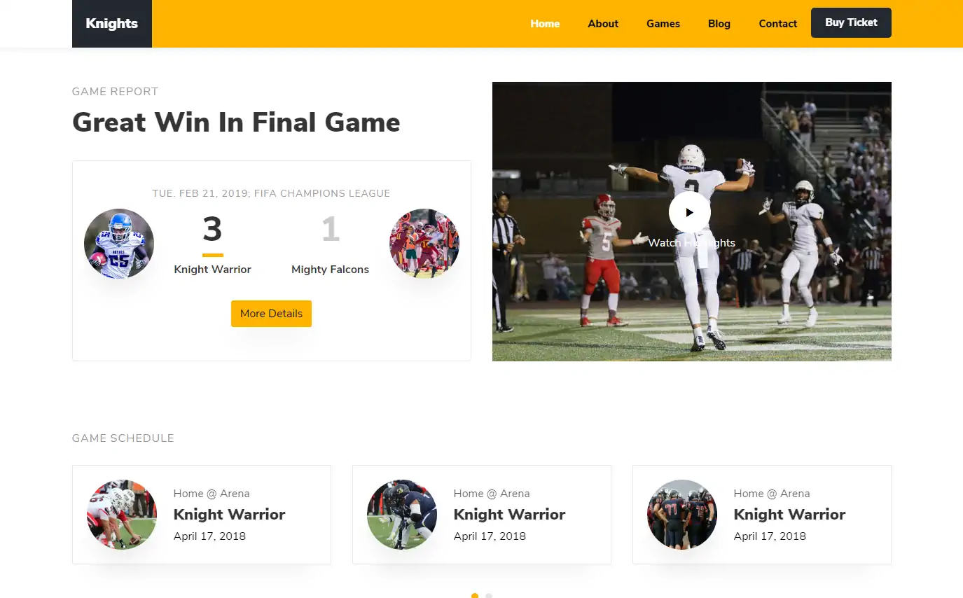 Detail Bootstrap Football Template Free Nomer 25