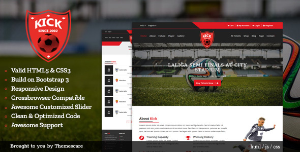 Detail Bootstrap Football Template Free Nomer 4