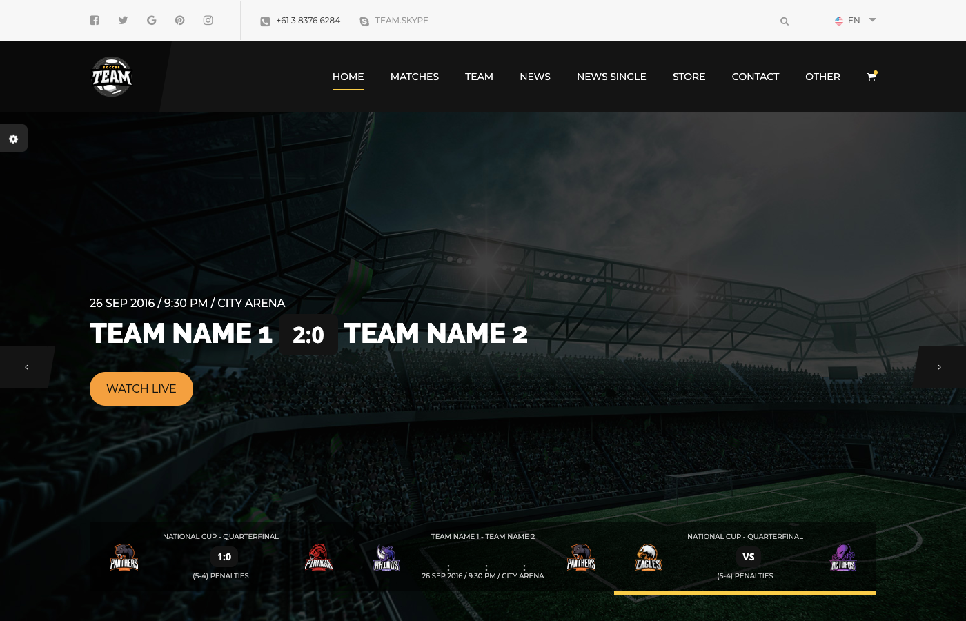 Detail Bootstrap Football Template Free Nomer 50
