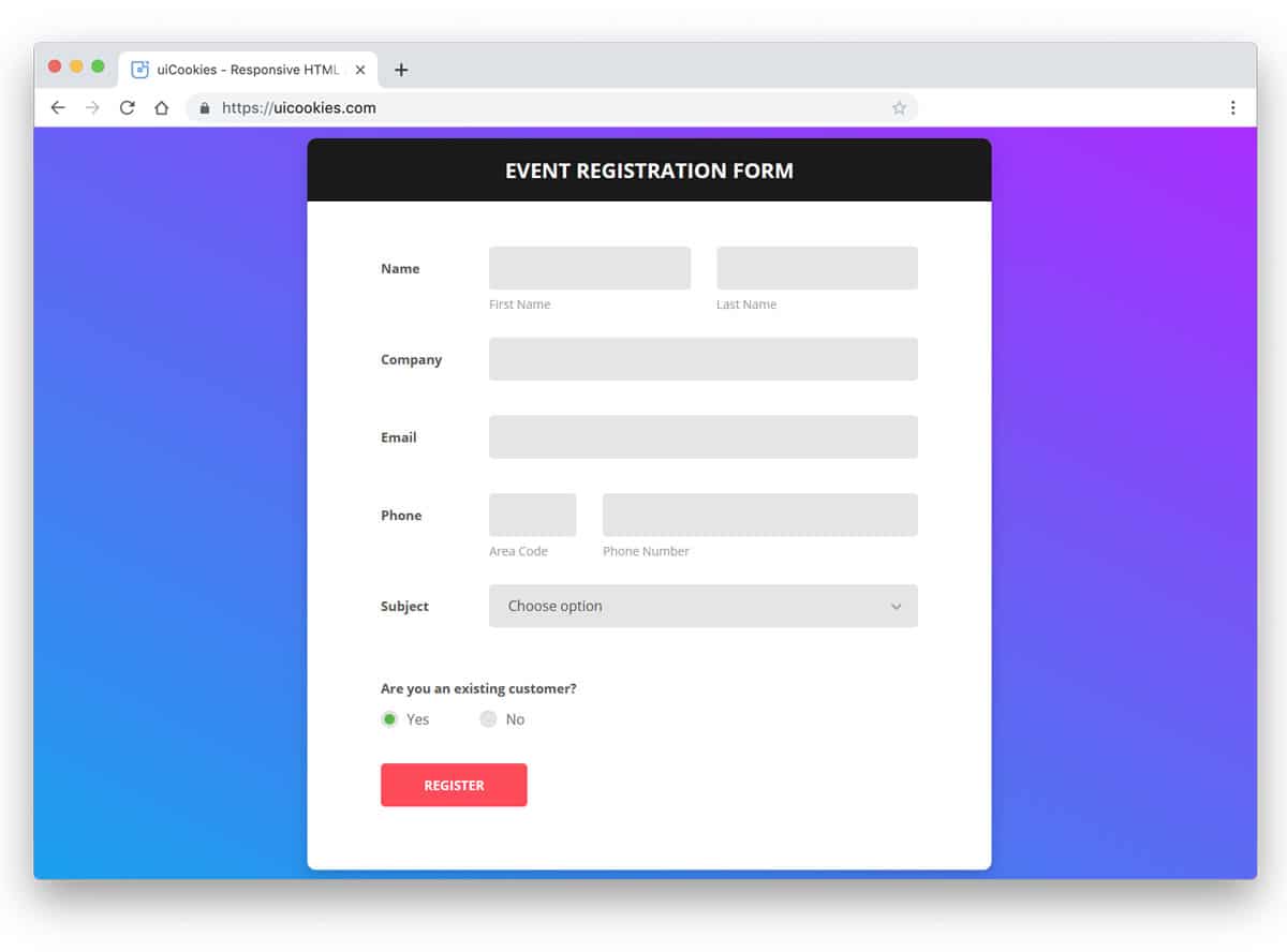 Detail Bootstrap Form Template Nomer 12
