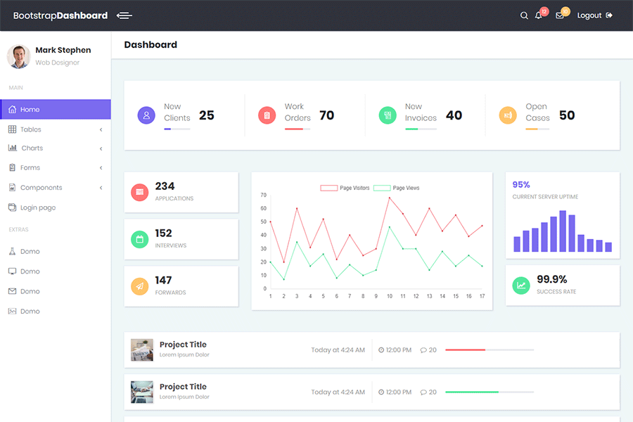 Detail Bootstrap Material Design Admin Template Free Download Nomer 12