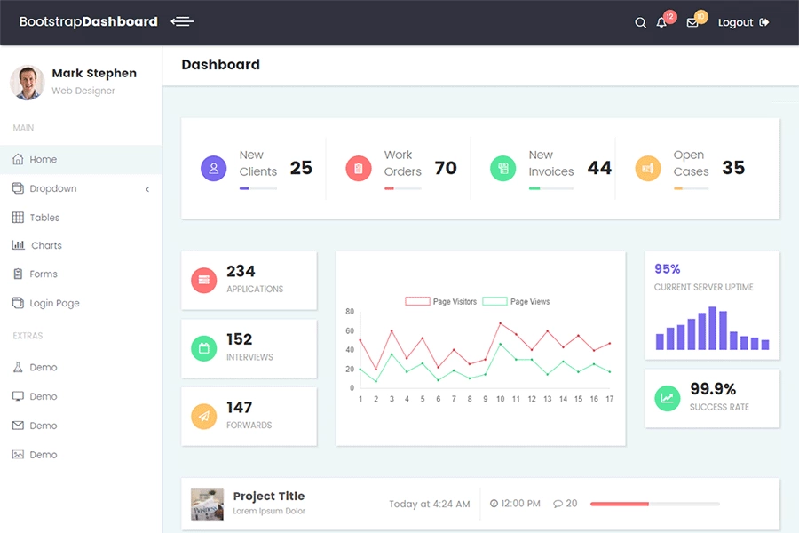 Detail Bootstrap Material Design Admin Template Free Download Nomer 13