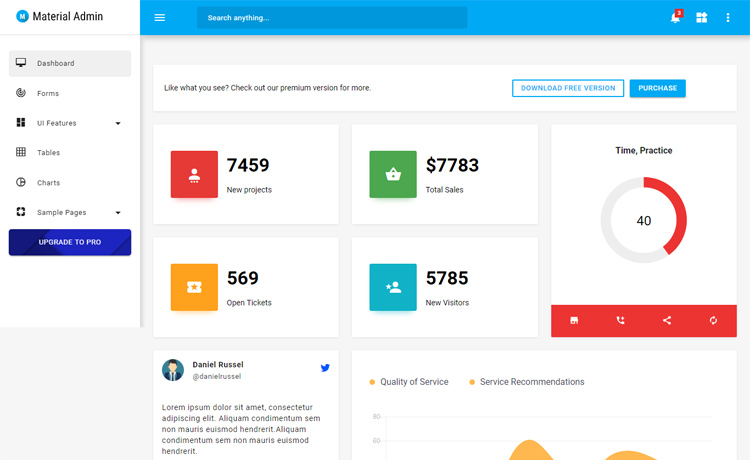 Detail Bootstrap Material Design Admin Template Free Download Nomer 14