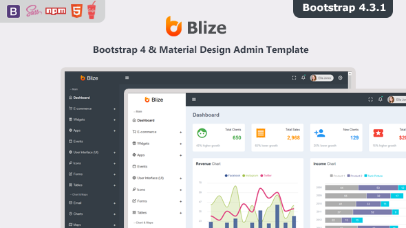 Detail Bootstrap Material Design Admin Template Free Download Nomer 17