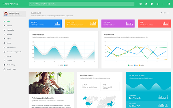 Detail Bootstrap Material Design Admin Template Free Download Nomer 34