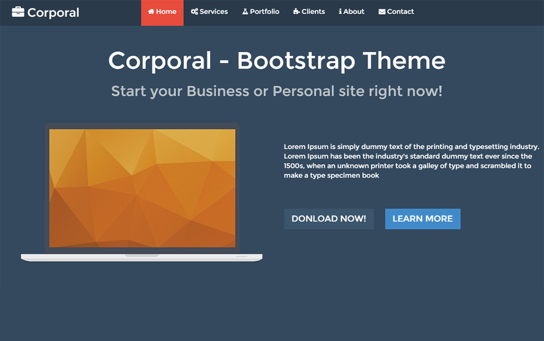 Detail Bootstrap One Page Template Nomer 20