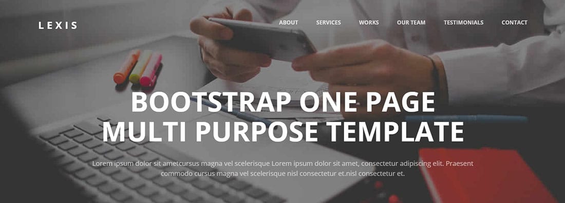 Detail Bootstrap One Page Template Nomer 25