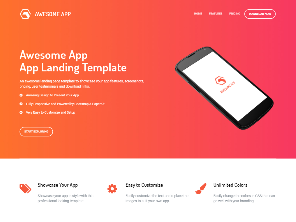 Detail Bootstrap One Page Template Nomer 32