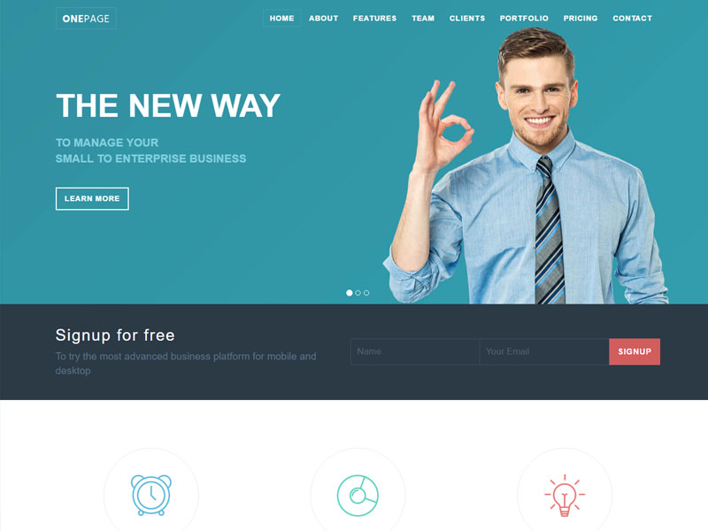 Detail Bootstrap One Page Template Nomer 38