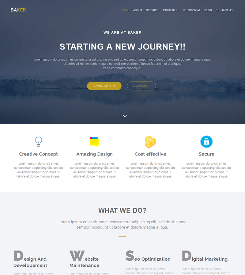 Detail Bootstrap One Page Template Nomer 53