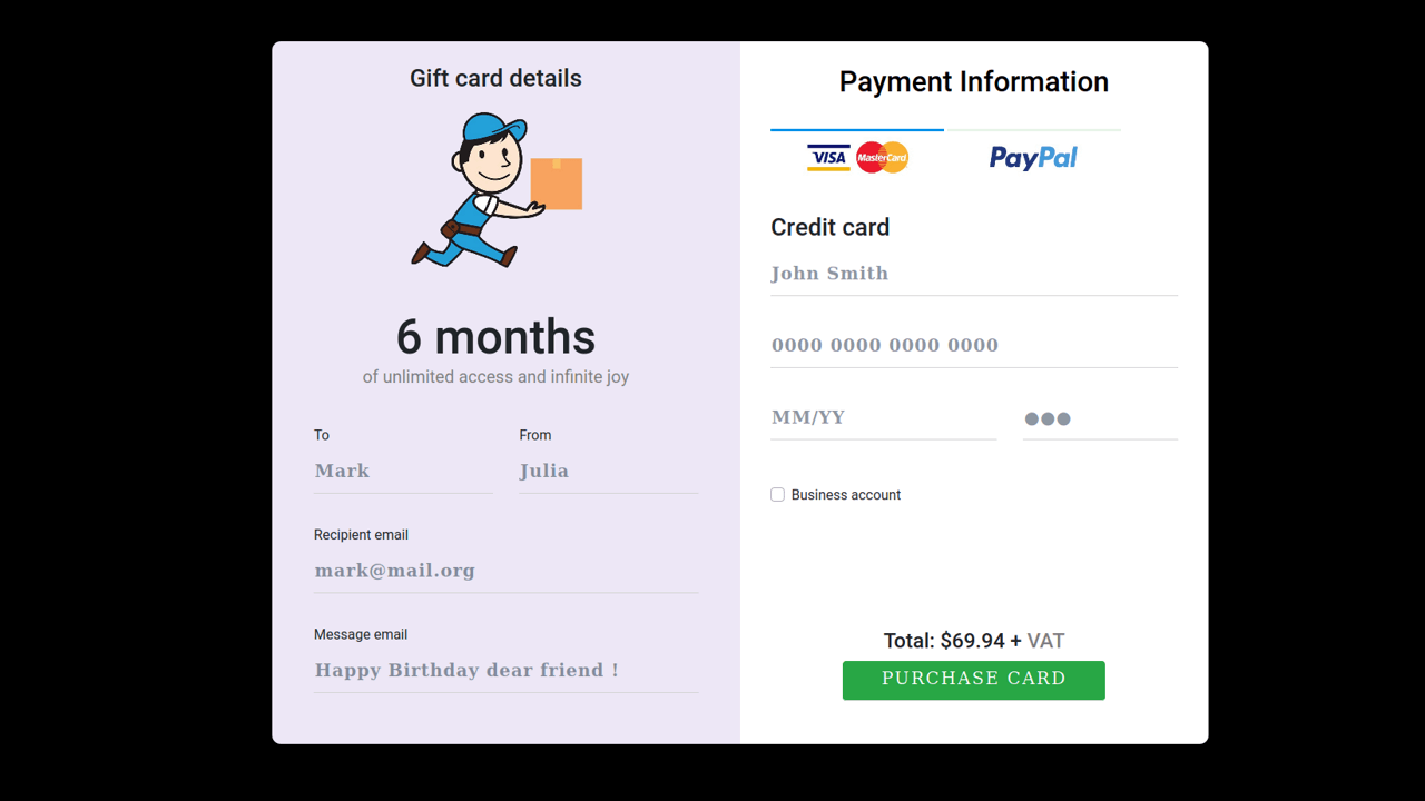 Detail Bootstrap Payment Page Template Nomer 13