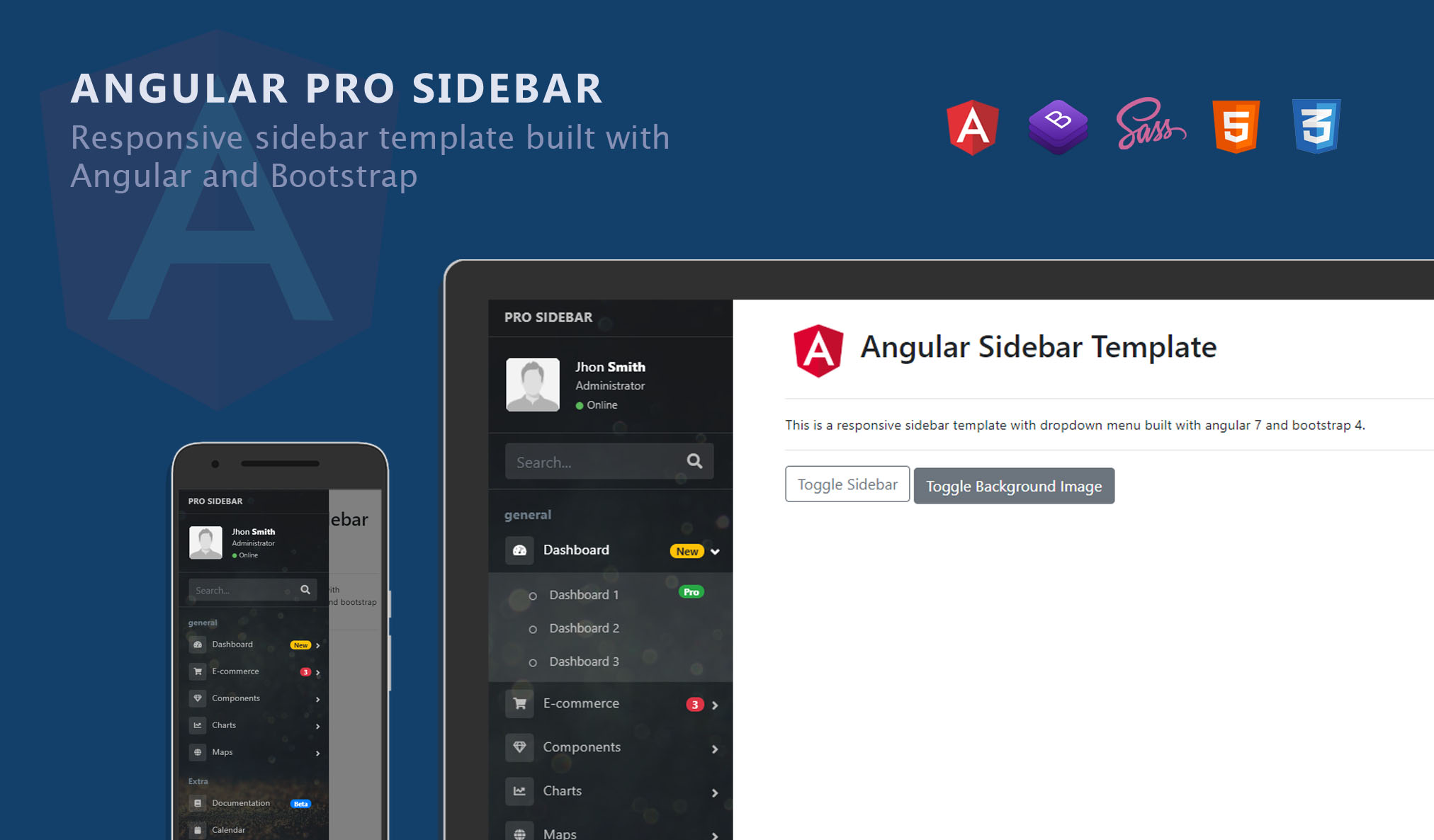 Detail Bootstrap Sidebar Menu Responsive Template Nomer 24