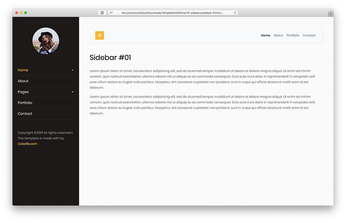 Detail Bootstrap Sidebar Menu Responsive Template Nomer 5