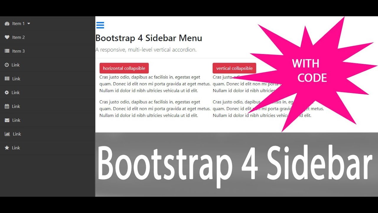 Detail Bootstrap Sidebar Menu Responsive Template Nomer 51