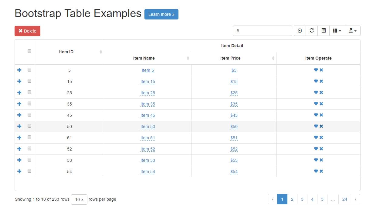 Detail Bootstrap Table Template Nomer 46