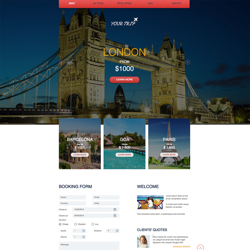 Detail Bootstrap Travel Template Free Nomer 30