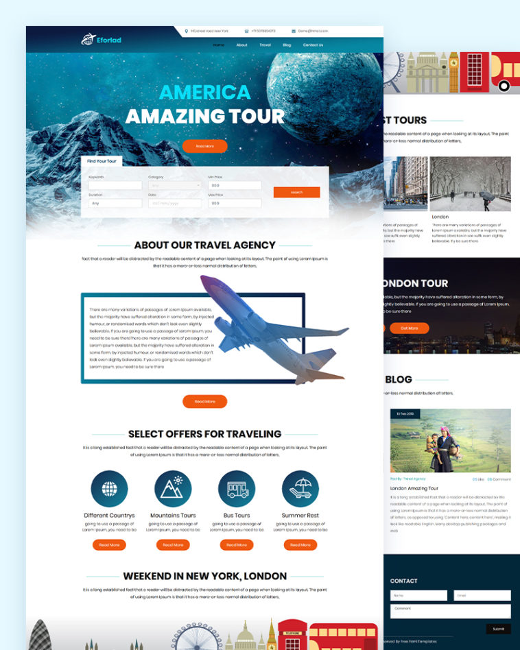 Detail Bootstrap Travel Template Free Nomer 35