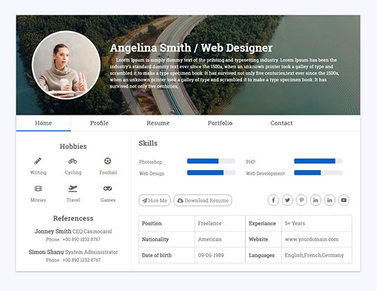 Detail Bootstrap User Profile Template Free Download Nomer 15