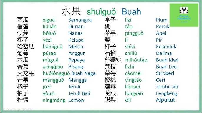 Detail Buah Buahan Dalam Bahasa Mandarin Nomer 5