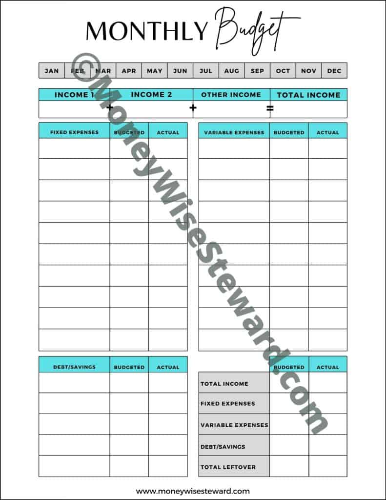 Detail Budget To Save Money Template Nomer 13