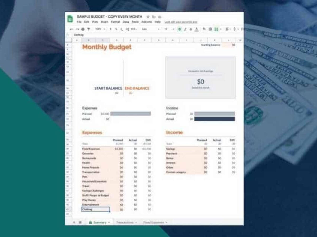 Detail Budget To Save Money Template Nomer 37