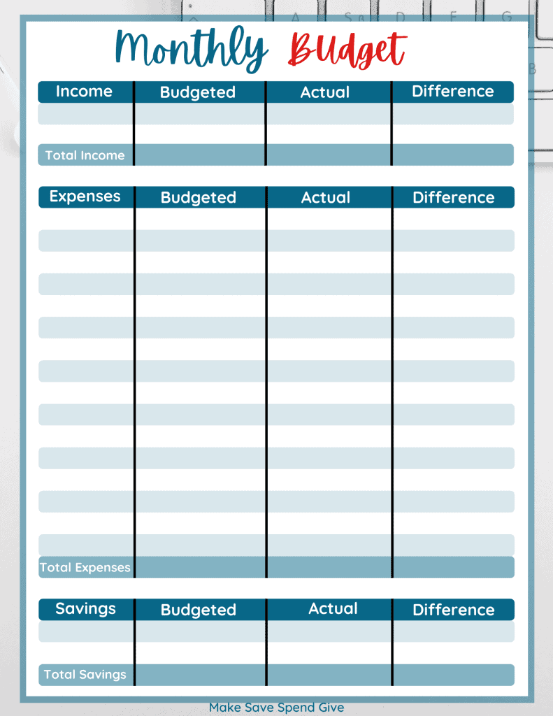 Detail Budget To Save Money Template Nomer 55