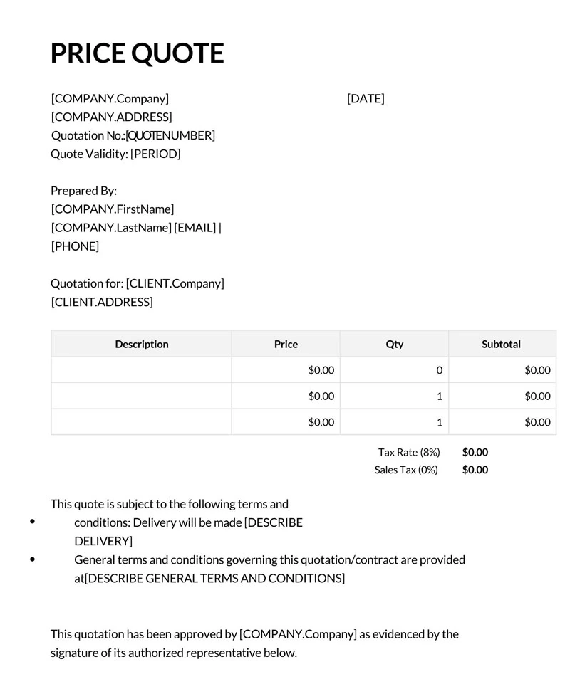 Detail Budgetary Quote Template Nomer 21