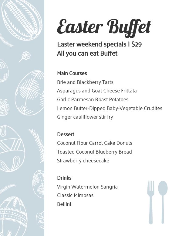 Buffet Menu Template Free - KibrisPDR