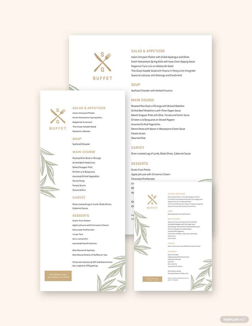 Detail Buffet Menu Template Free Nomer 11