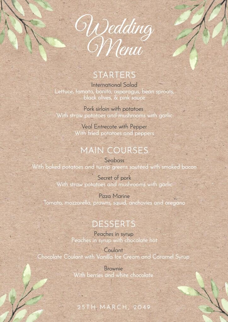 Detail Buffet Menu Template Free Nomer 27