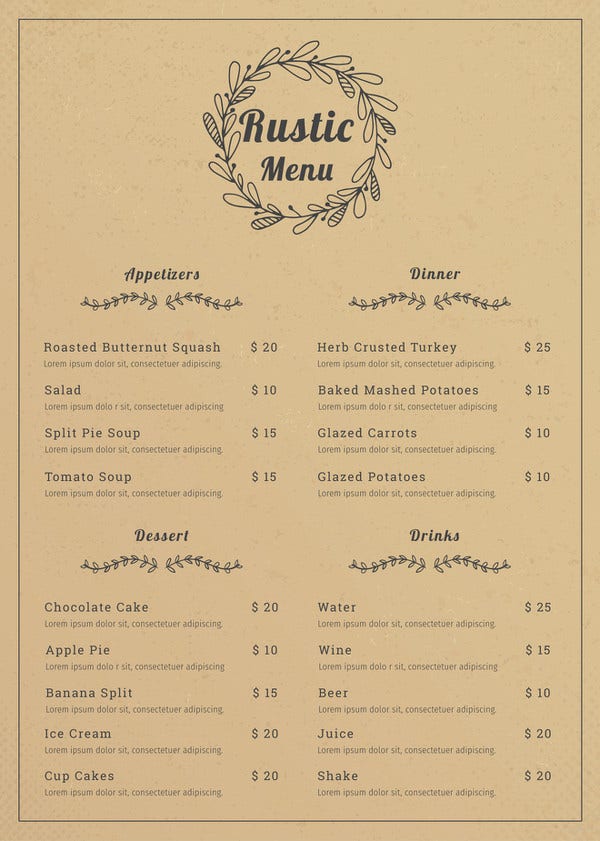Detail Buffet Menu Template Free Nomer 34