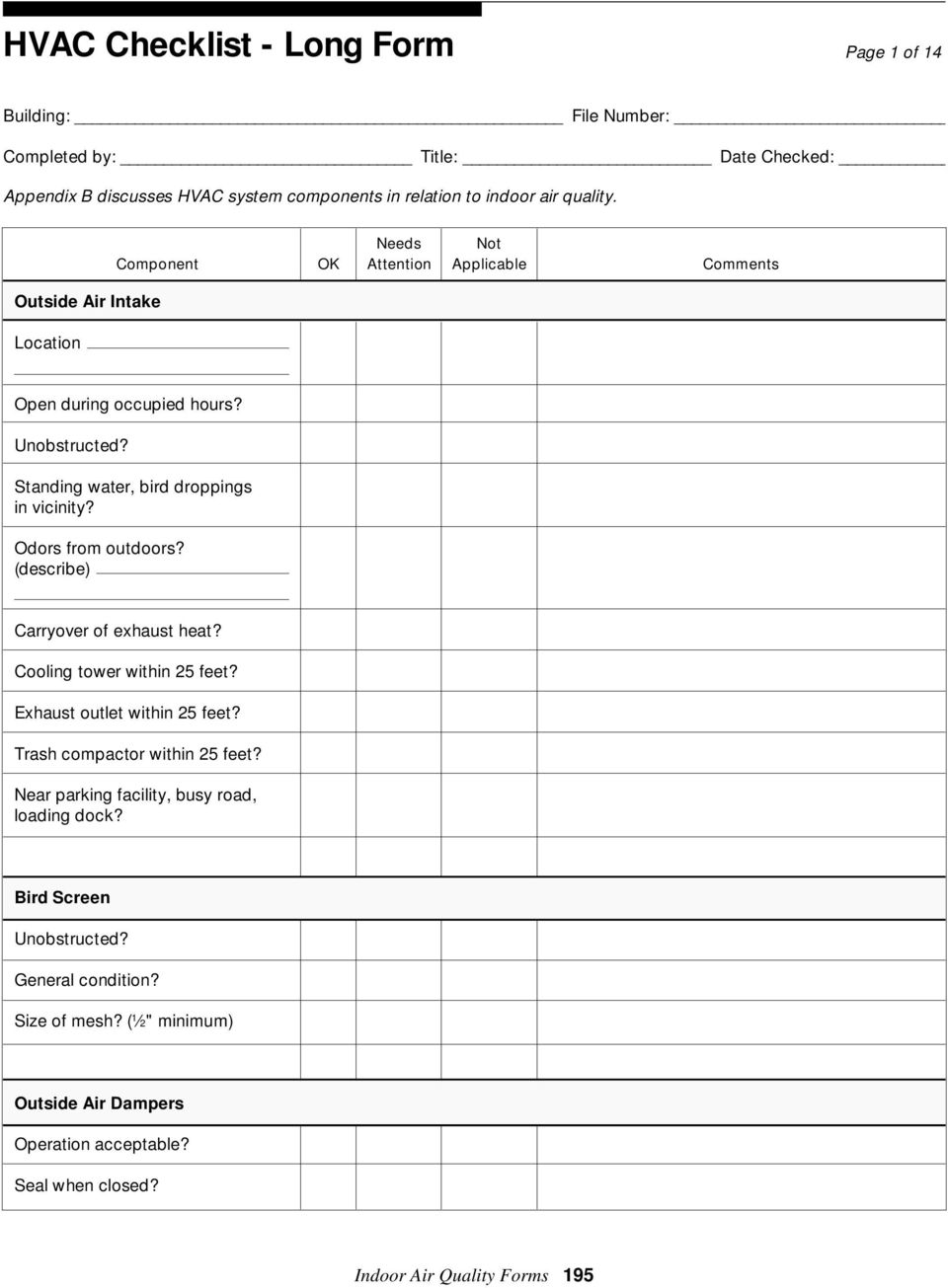 Detail Building Commissioning Checklist Template Nomer 40