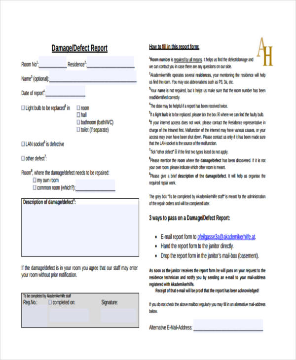 Detail Building Defect Report Template Nomer 3