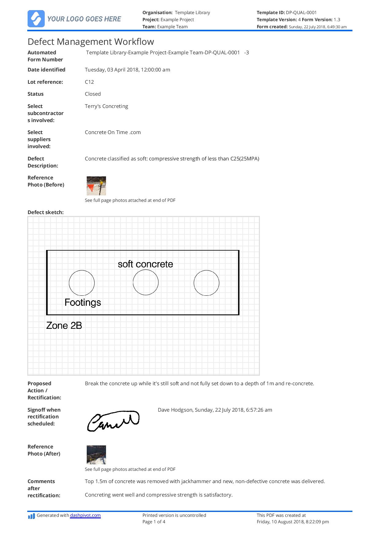 Detail Building Defect Report Template Nomer 6