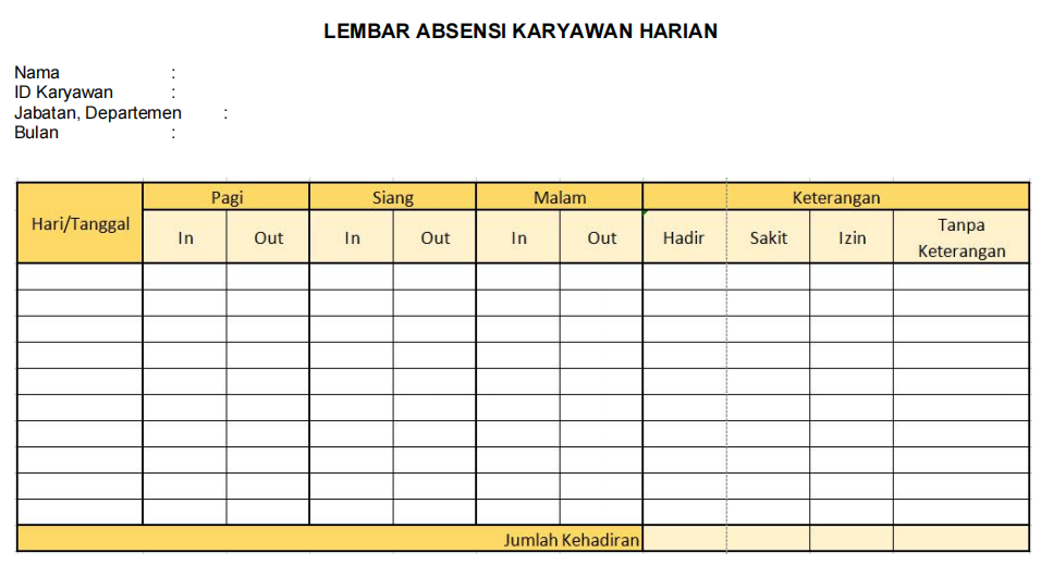 Detail Buku Absen Kerja Nomer 22