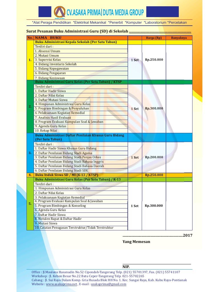 Detail Buku Administrasi Sekolah Nomer 15