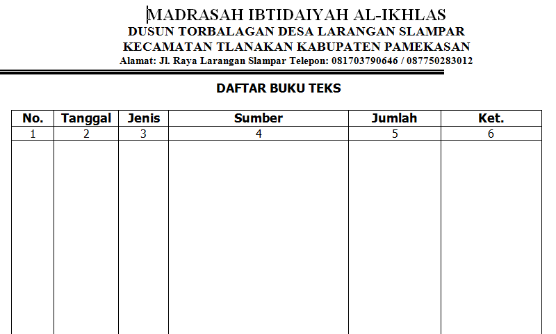 Detail Buku Administrasi Uks Sd Nomer 18