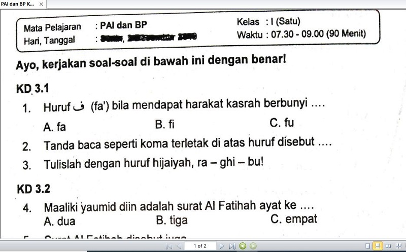 Detail Buku Agama Islam Kelas 1 Nomer 19