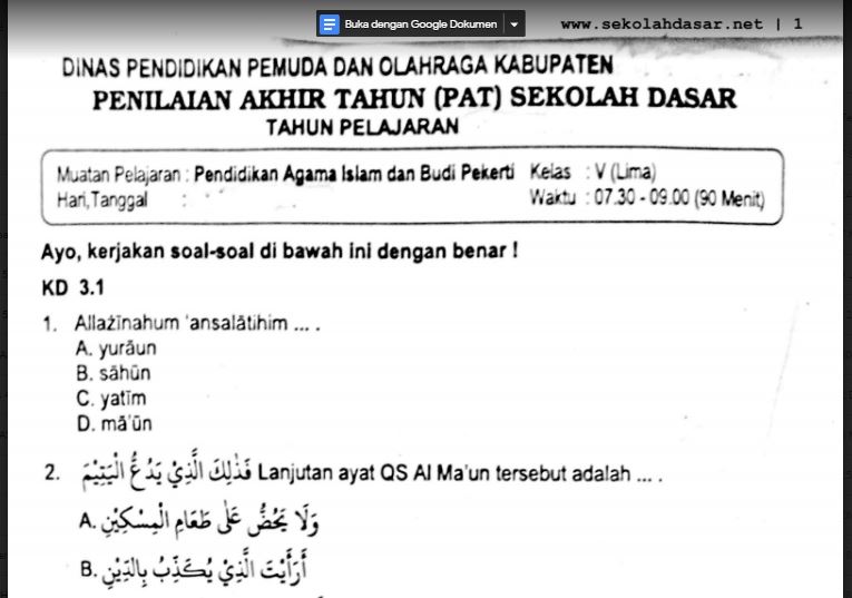 Detail Buku Agama Islam Kelas 5 Kurikulum 2013 Revisi 2017 Nomer 54